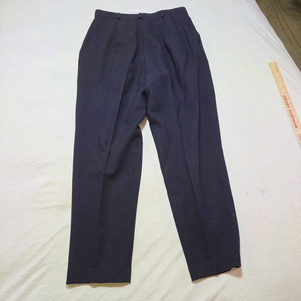 Rafaella Dress Pants Womens Size 12 Black 100% Wool Slacks Pleated Career